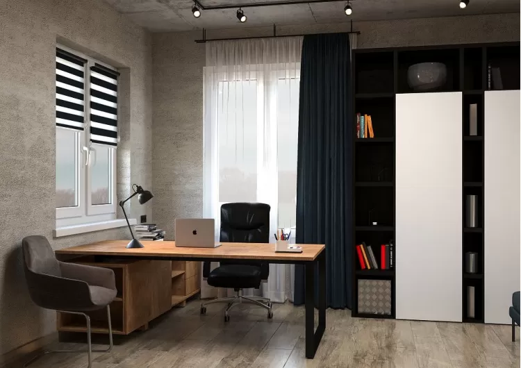 Кабінет - Дизайн-проект приватного будинку в стилі лофт, 200 м. кв - студія дизайну Inerior12