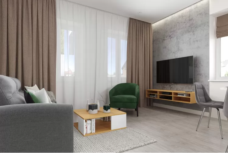 Вітальня - Інтер'єр приватного будинку в сучасному стилі, 180 м.кв - студія дизайну Inerior12