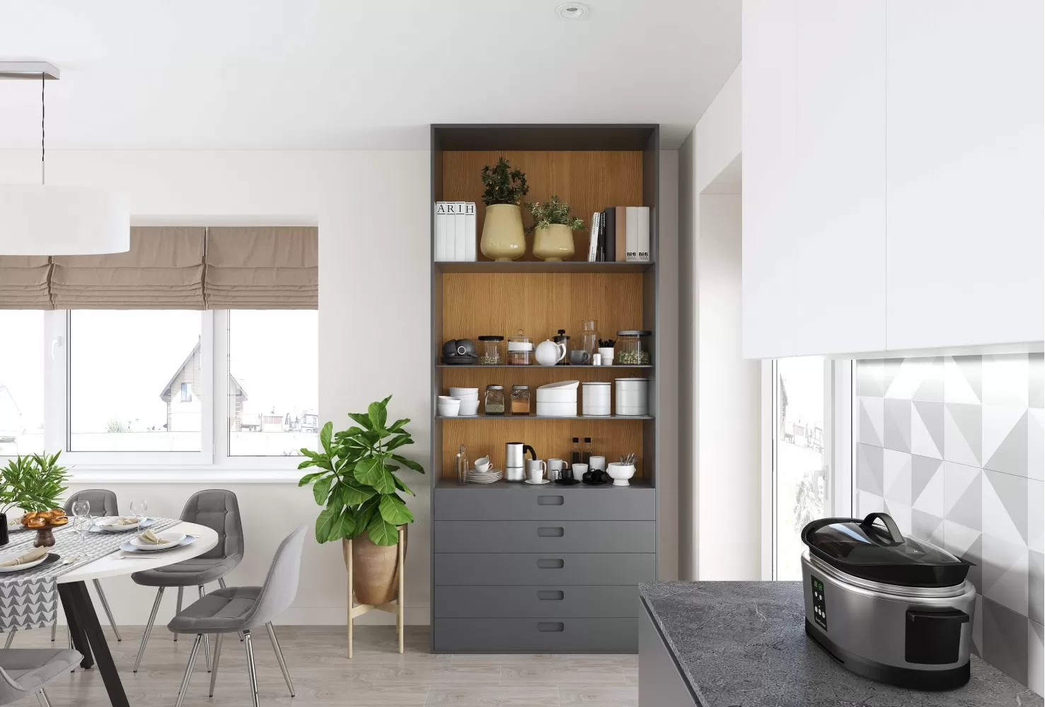 Кухня — Интерьер частного дома в современном стиле, 180 м.кв — студия дизайна Inerior12