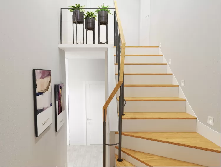 Лестница — Интерьер частного дома в современном стиле, 180 м.кв — студия дизайна Inerior12