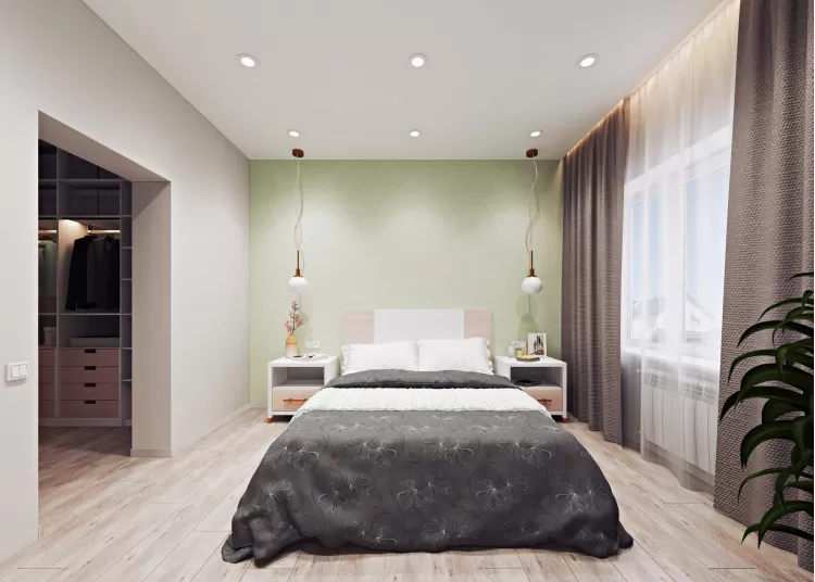 Спальня — Интерьер частного дома в современном стиле, 180 м.кв — студия дизайна Inerior12