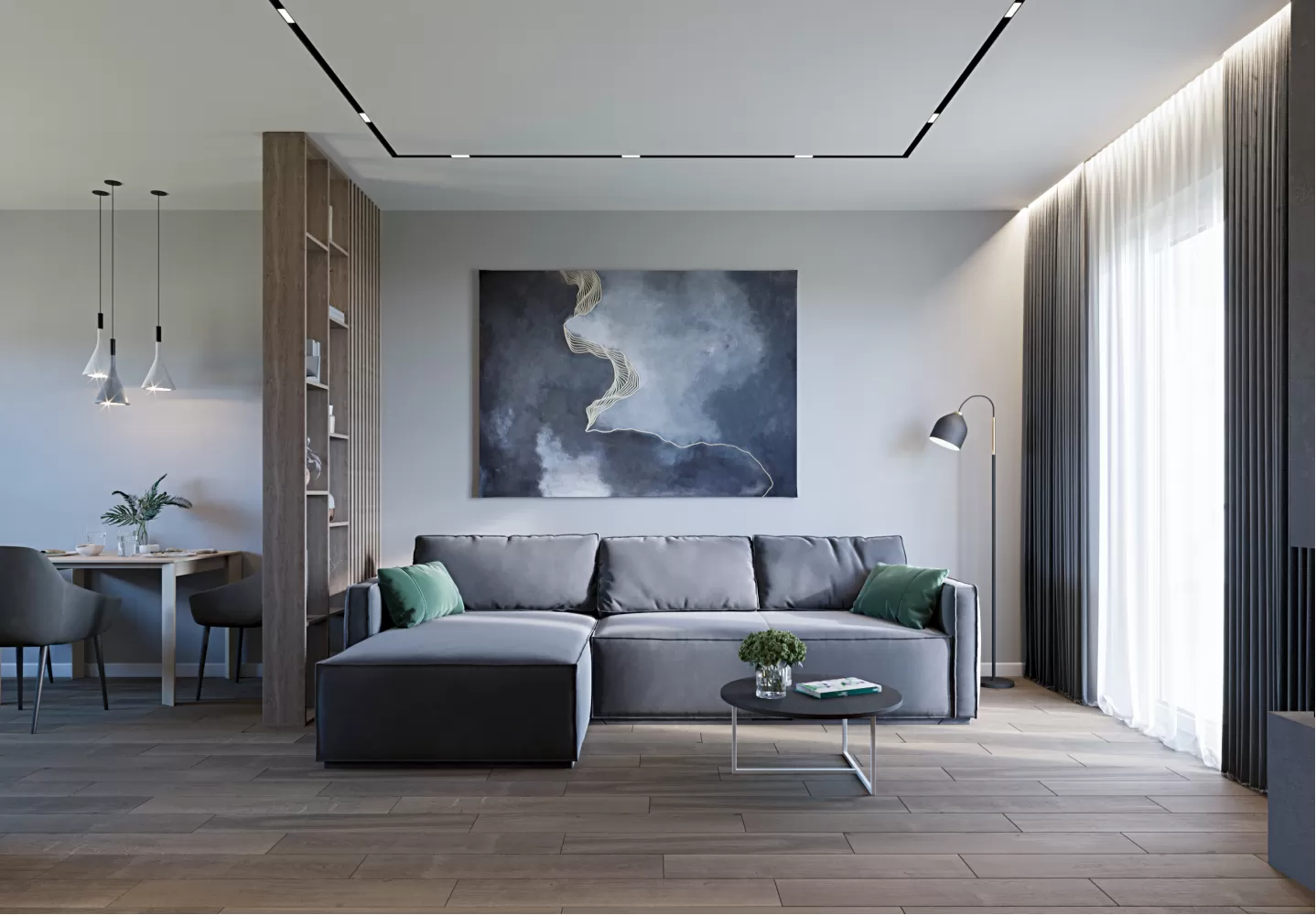 Кухня-гостиная  — Дизайн-проект коттеджа в КГ Зеленый Бульвар, 98 м.кв. — студия дизайна  Interior12 