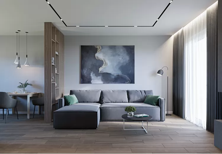 Кухня-гостиная  — Дизайн-проект коттеджа в КГ Зеленый Бульвар, 98 м.кв. — студия дизайна  Interior12 