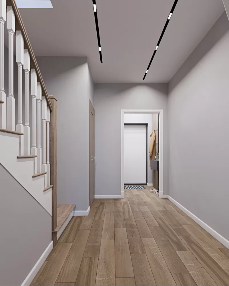 Коридор-1 — Дизайн-проект коттеджа в КГ Зеленый Бульвар, 98 м.кв. — студия дизайна  Interior12 