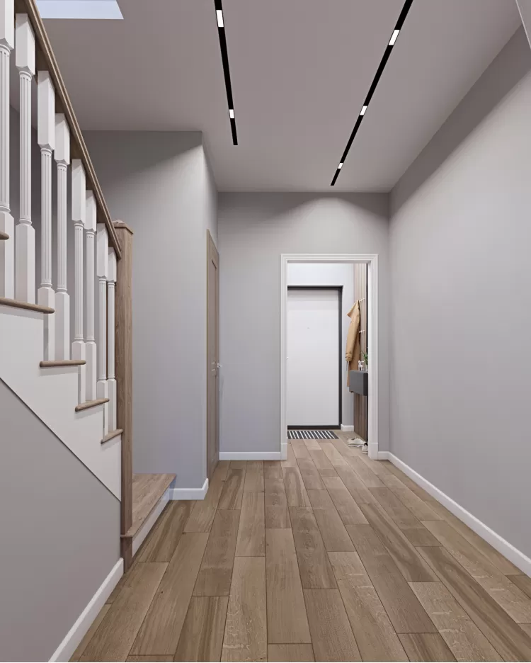 Коридор-1 — Дизайн-проект коттеджа в КГ Зеленый Бульвар, 98 м.кв. — студия дизайна  Interior12 