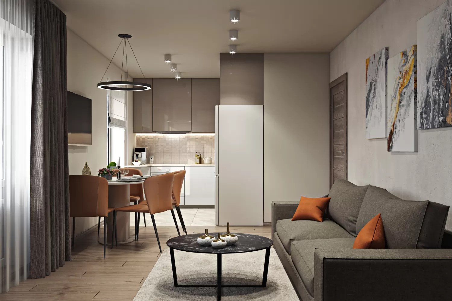 Кухня-гостиная — Дизайн-проект 2-комнатной квартиры, 44 м.кв — студия дизайна  Interior12 