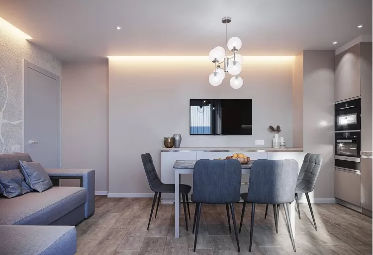 Кухня-гостиная — Дизайн-проект 3-комнатной квартиры в ЖК Статус Групп, 106 м.кв — студия дизайна Inerior12