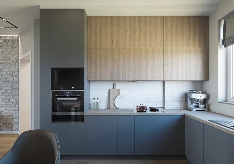 Кухня-гостиная — Дизайн-проект коттеджа в КГ Зеленый Бульвар, 98 м.кв. — студия дизайна  Interior12 