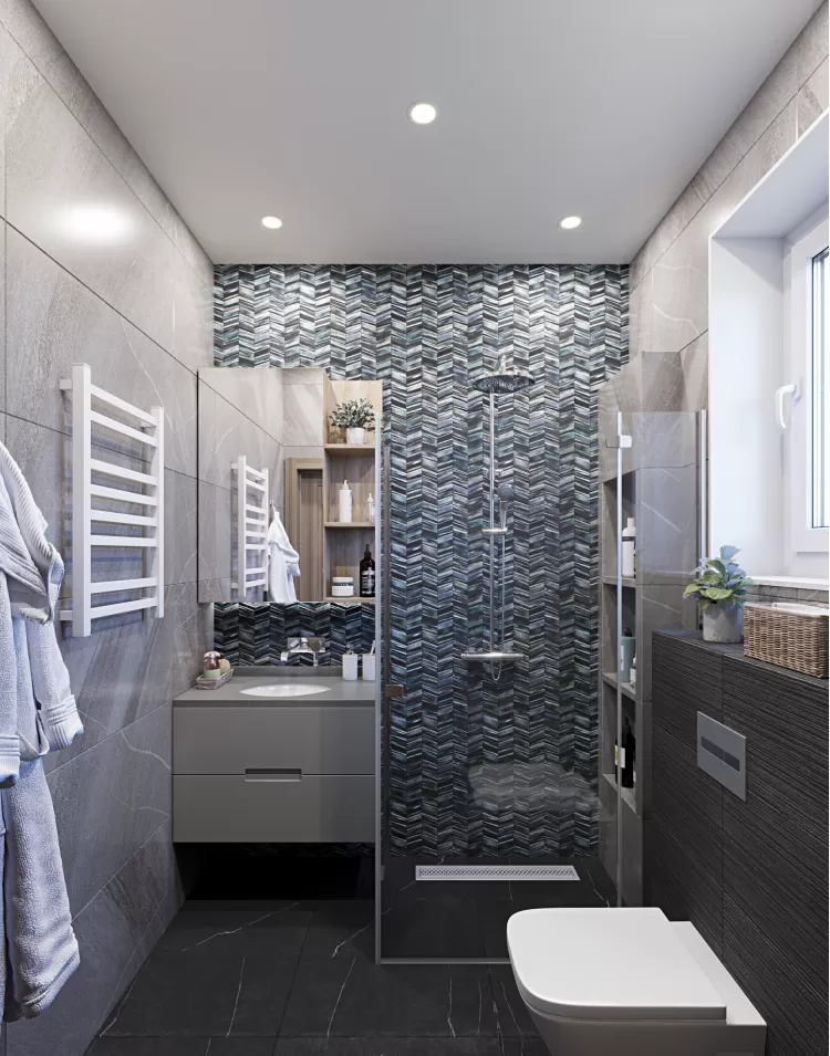 Фото дизайна: Санузел - 2 – Дизайн-проект коттеджа в КГ Зеленый Бульвар, 98 м.кв – 696