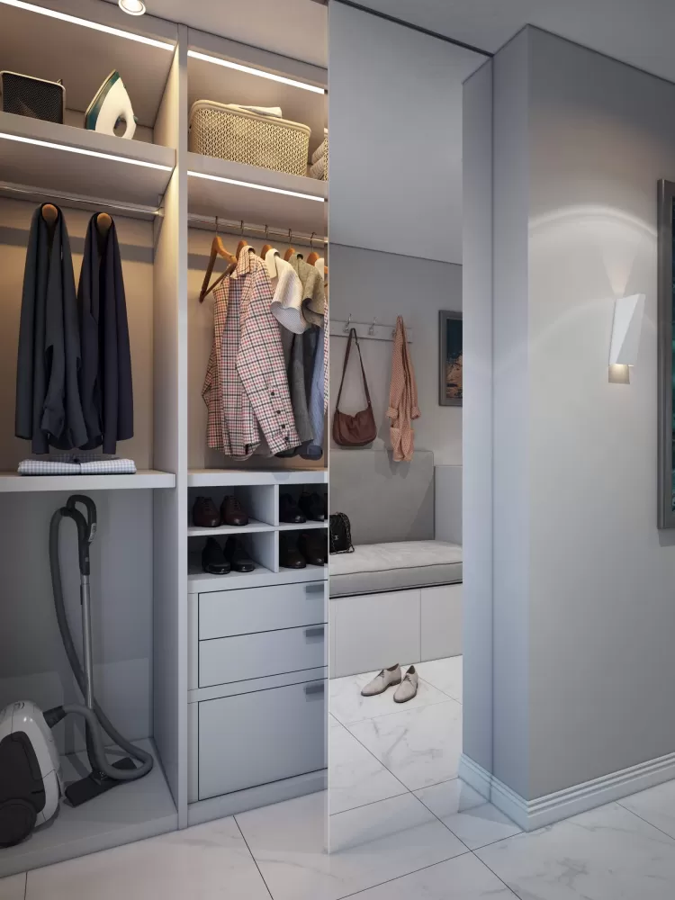 Гардеробна в дизайн-проекті квартири ЖК Viktori, 86 м. кв. - NS Interior Design