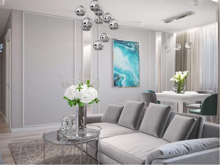 Кухня з вітальнею в дизайн-проекті квартири ЖК Viktori, 86 м.кв. - NS Interior Design