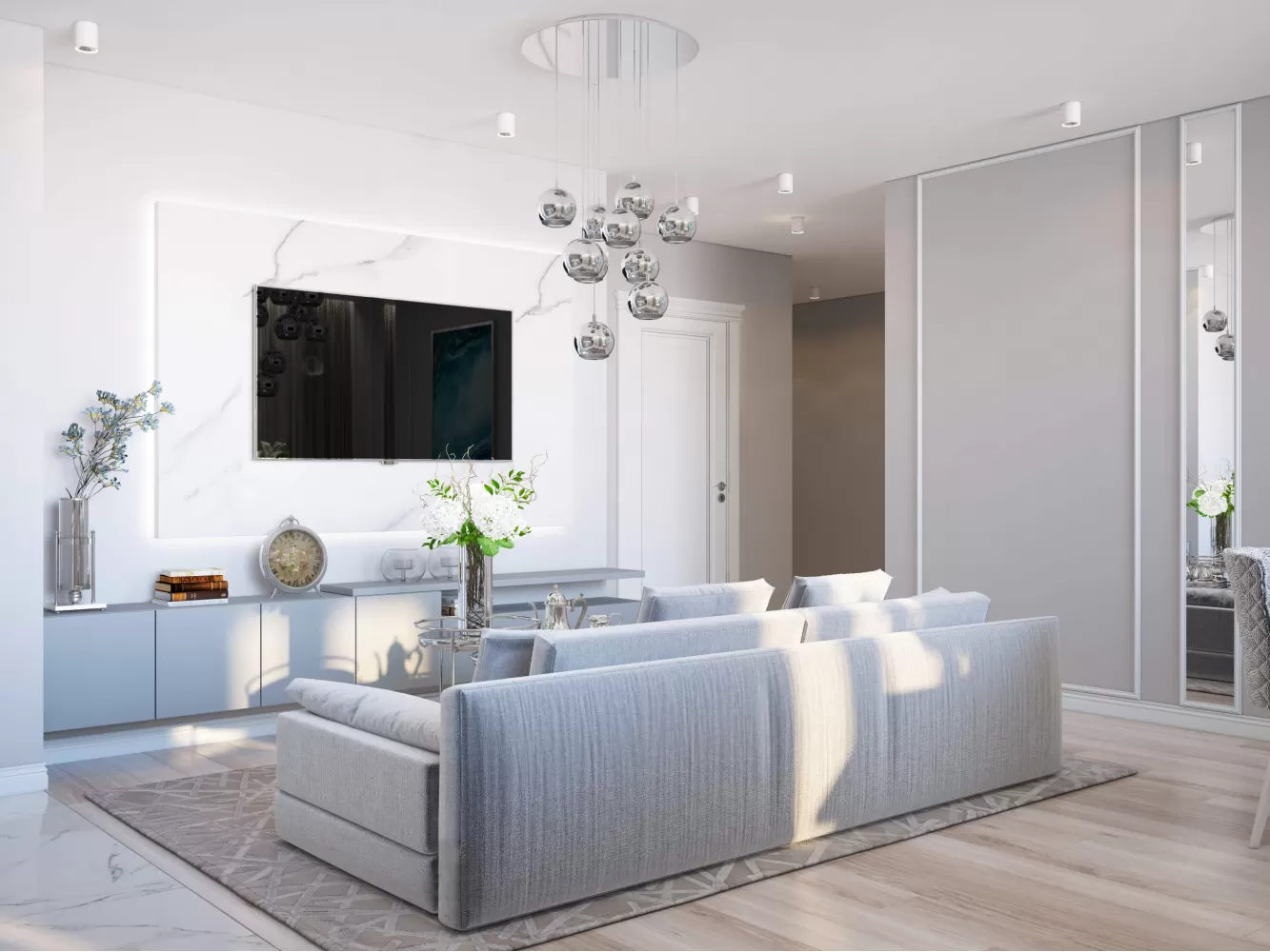 Кухня с гостиной в дизайн-проекте квартиры  ЖК Viktori, 86 м.кв. — NS Interior Design