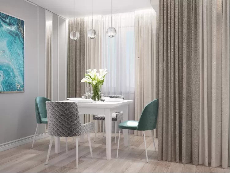 Обеденная зона  в дизайн-проекте квартиры  ЖК Viktori, 86 м.кв. — NS Interior Design