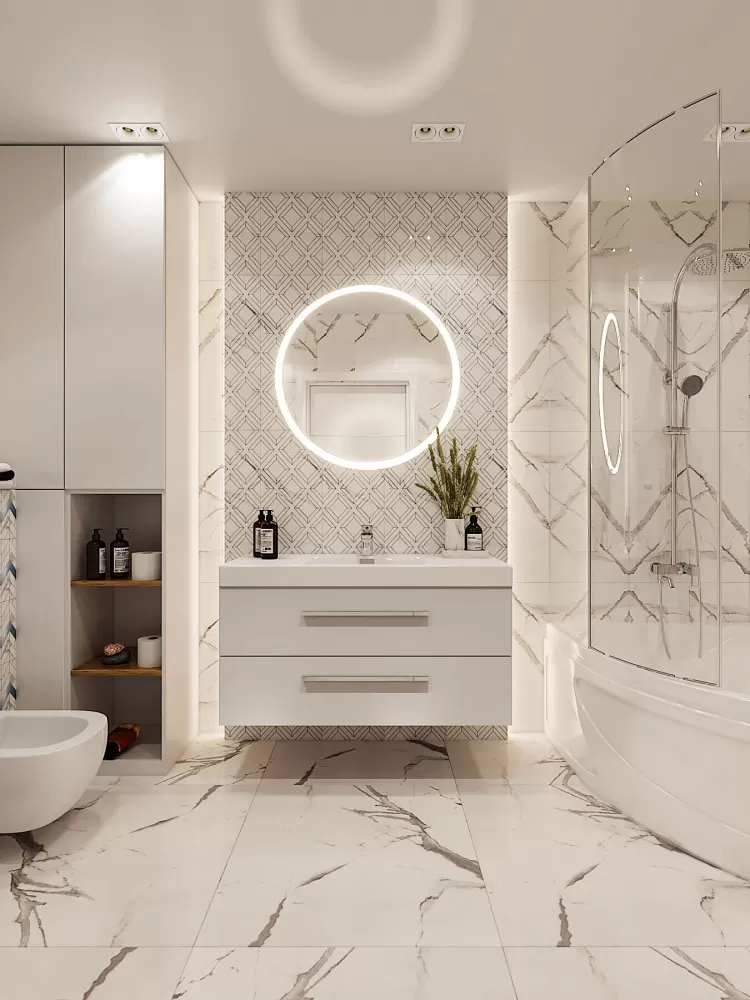 Санузел в дизайн-проекте квартиры ЖК Адамант, 86 м.кв. — NS Interior Design