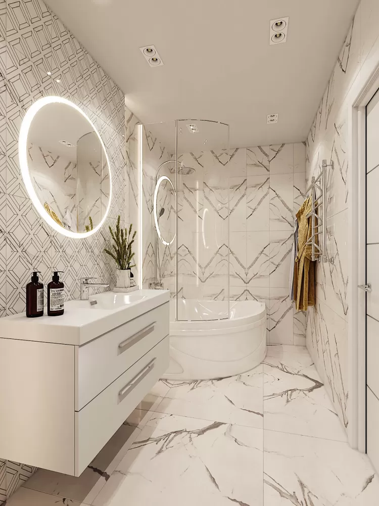 Санузел в дизайн-проекте квартиры ЖК Адамант, 86 м.кв. — NS Interior Design