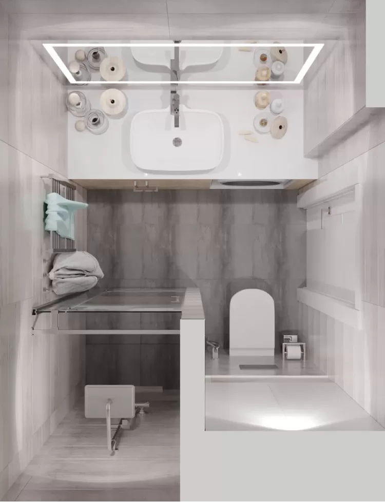 Фото: Санузел – Дизайн-проект  квартиры в ЖК Файна Таун, 45м.кв. – 631