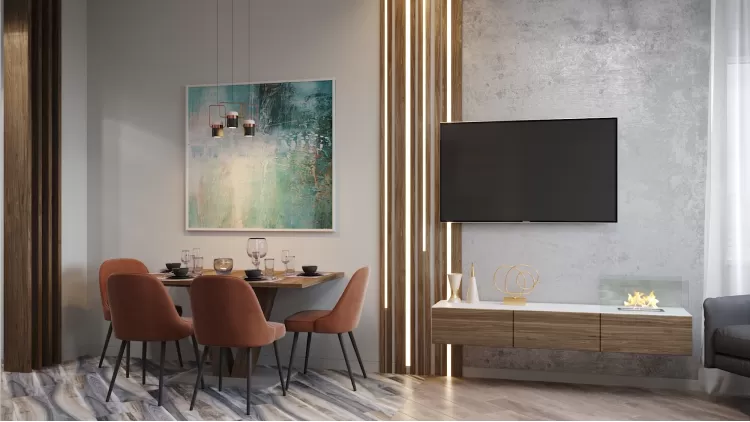 Обідня зона в дизайн-проекті квартири РК River Stone, 55м.кв — студія дизайну NS interior Design