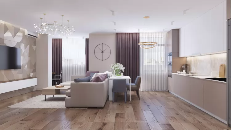 Гостиная в дизайн-проекте квартиры  ЖК Варшавский квартал, 95м.кв — студия дизайна NS interior Design