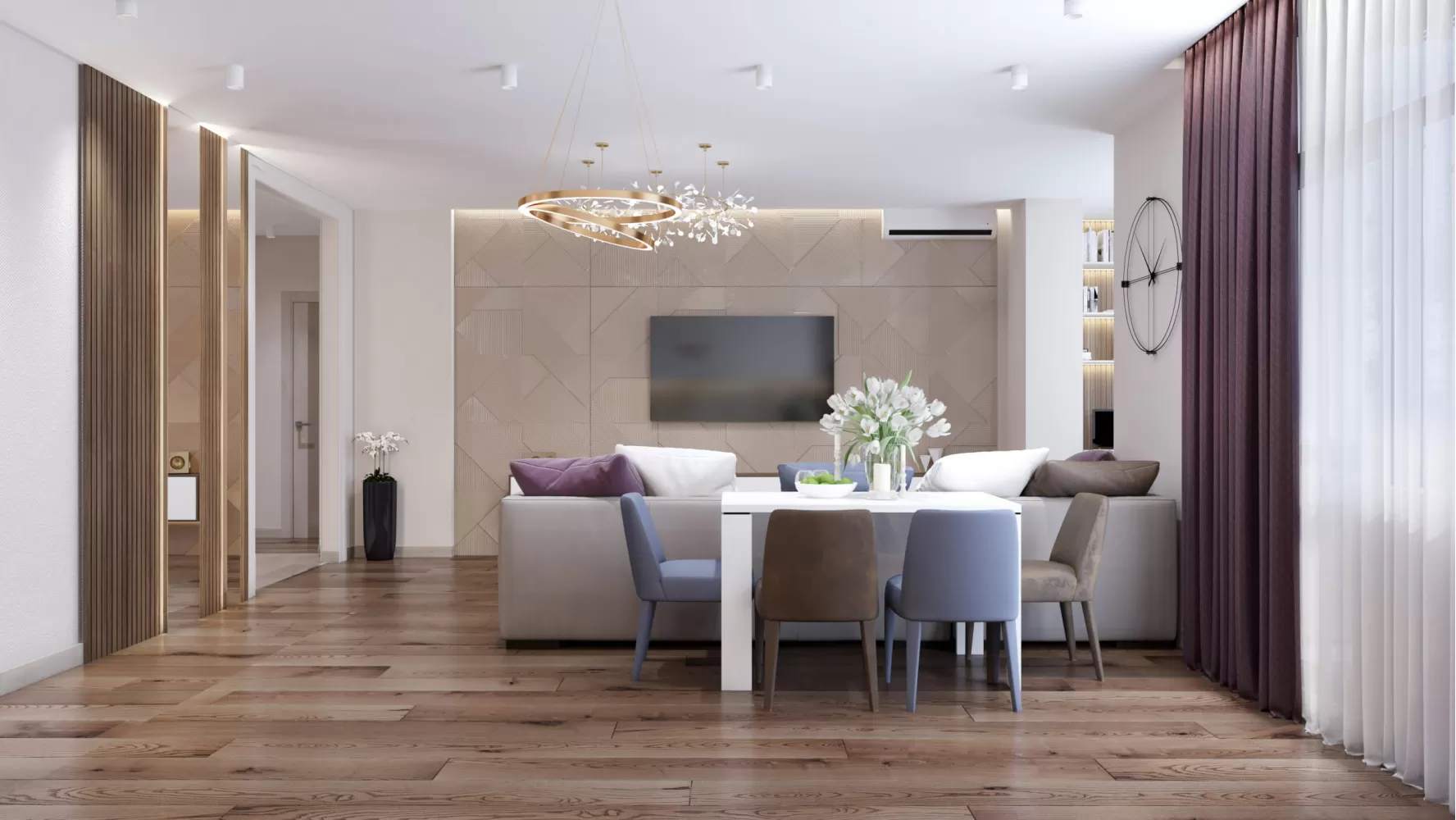 Гостиная в дизайн-проекте квартиры  ЖК Варшавский квартал, 95м.кв — студия дизайна NS interior Design