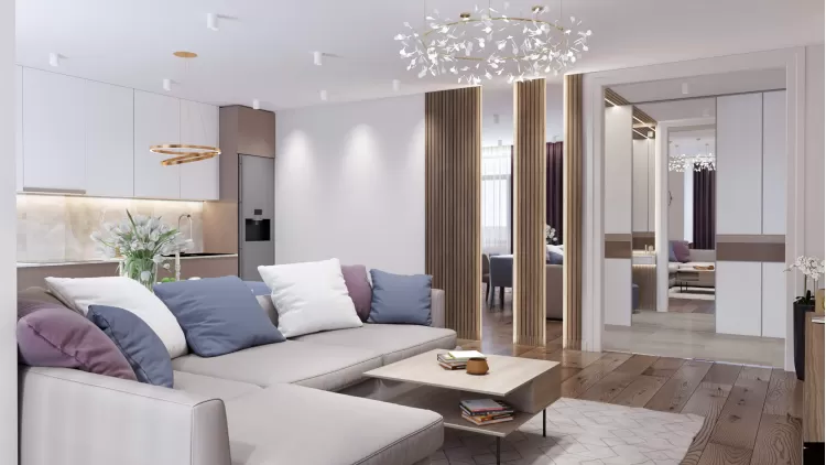 Вітальня у дизайн-проекті квартири ЖК Варшавський квартал, 95м.кв — студія дизайну NS interior Design