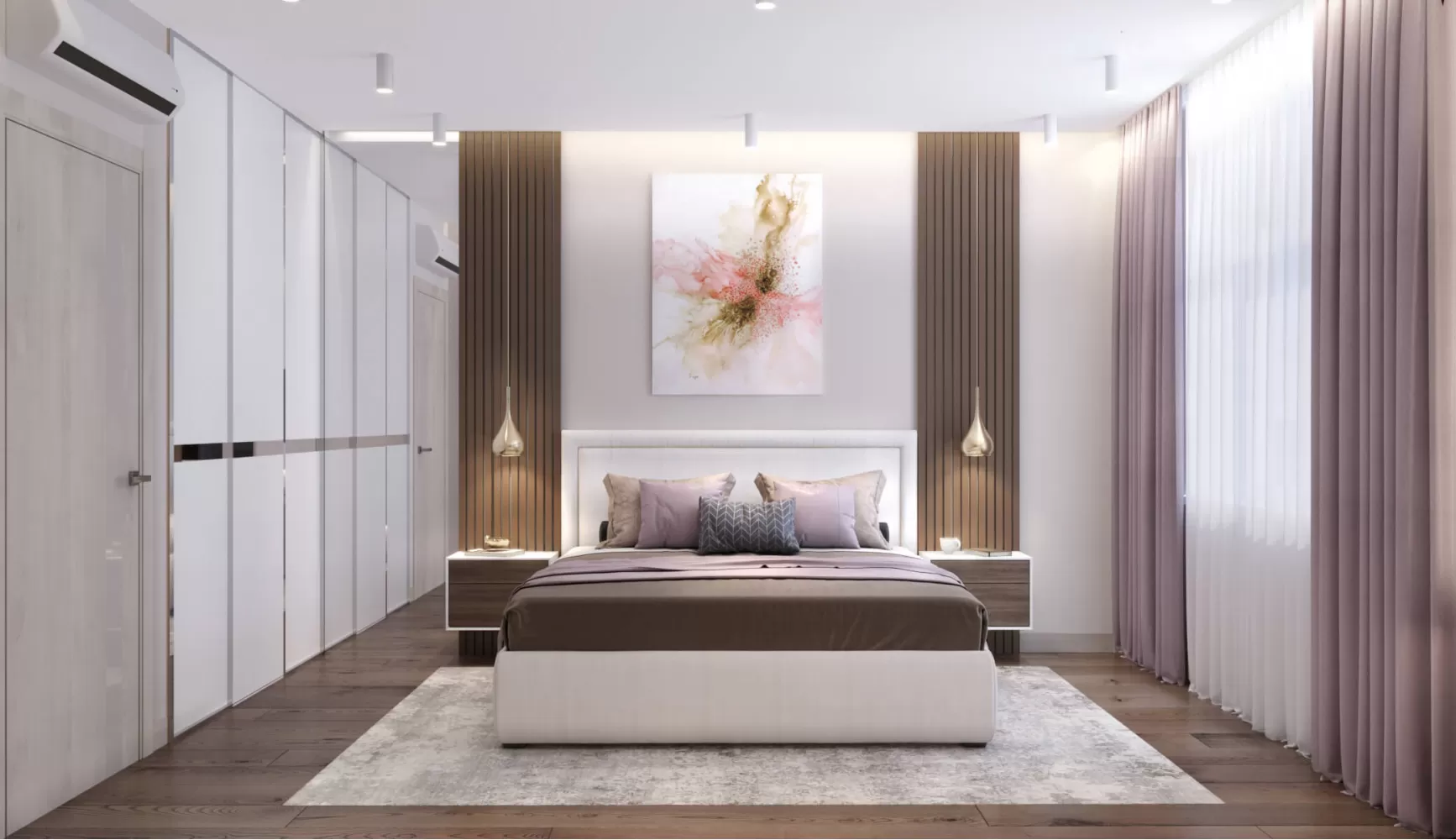 Спальня в дизайн-проекте квартиры  ЖК Варшавский квартал, 95м.кв — студия дизайна NS interior Design