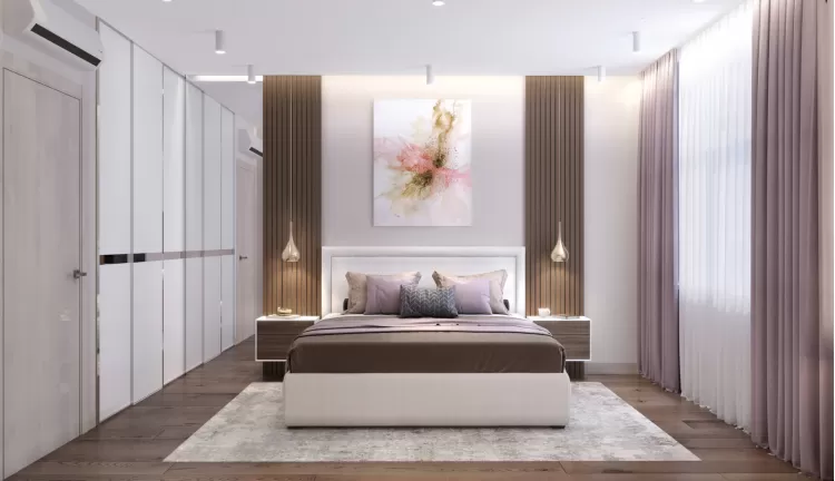 Спальня в дизайн-проекте квартиры  ЖК Варшавский квартал, 95м.кв — студия дизайна NS interior Design