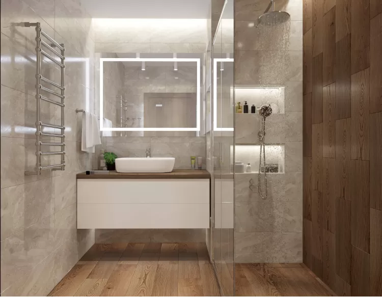 Санузел в дизайн-проекте квартиры  ЖК Варшавский квартал, 95м.кв — студия дизайна NS interior Design