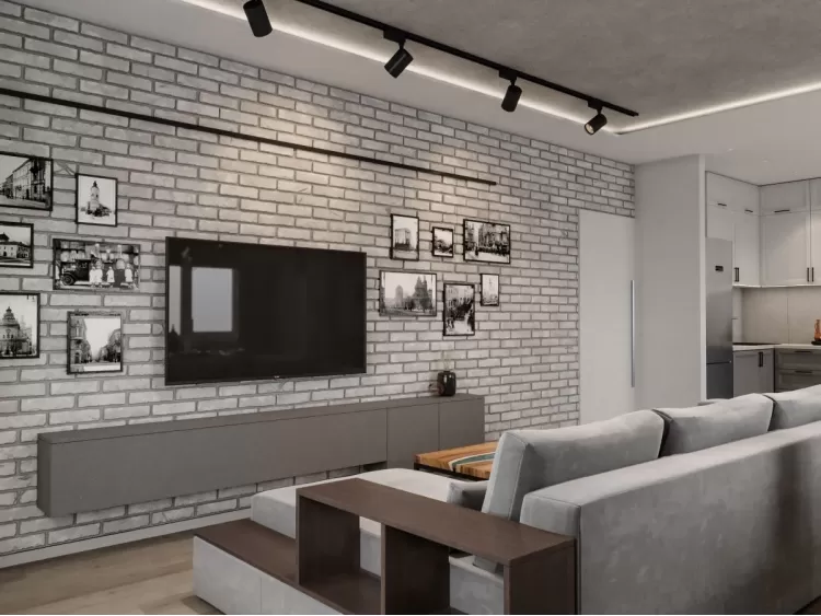 Дизайн гостиной в серых тонах - фото 3