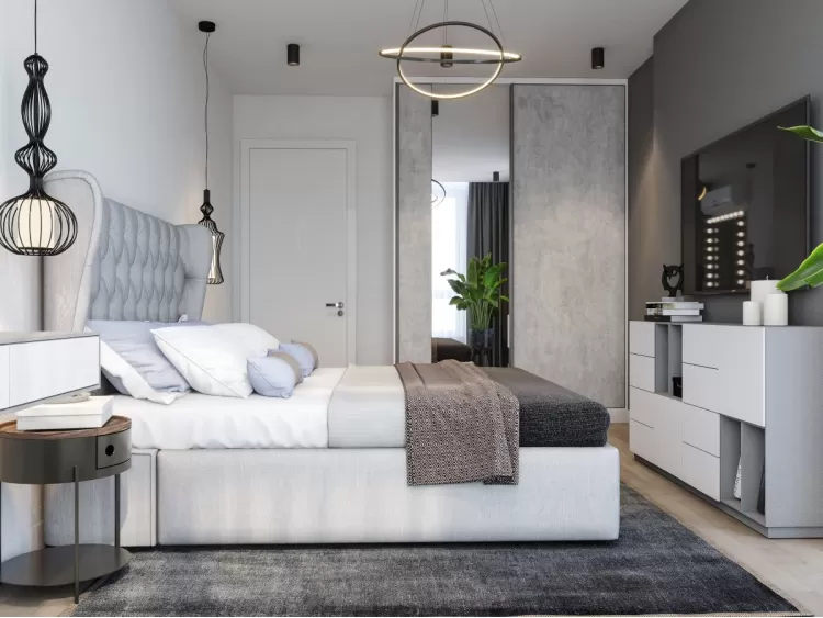 Дизайн спальної кімнати у сірих тонах - фото 8
