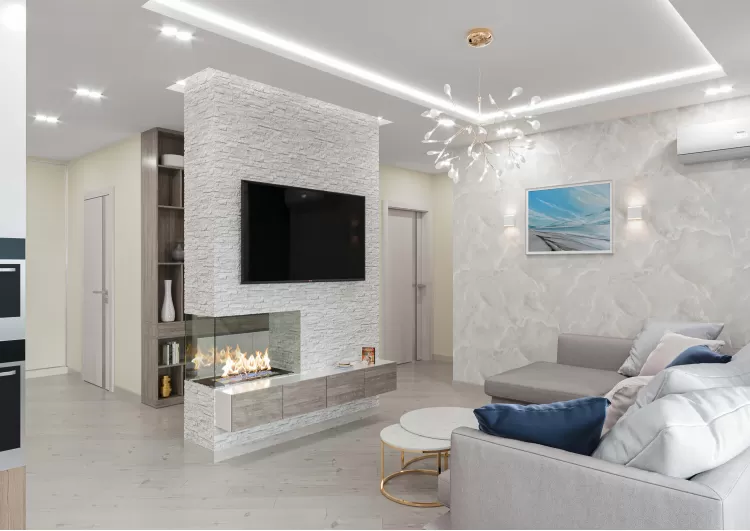 Кухня з вітальнею в дизайн-проекті квартири ЖК Viktori, 86 м.кв. - NS Interior Design