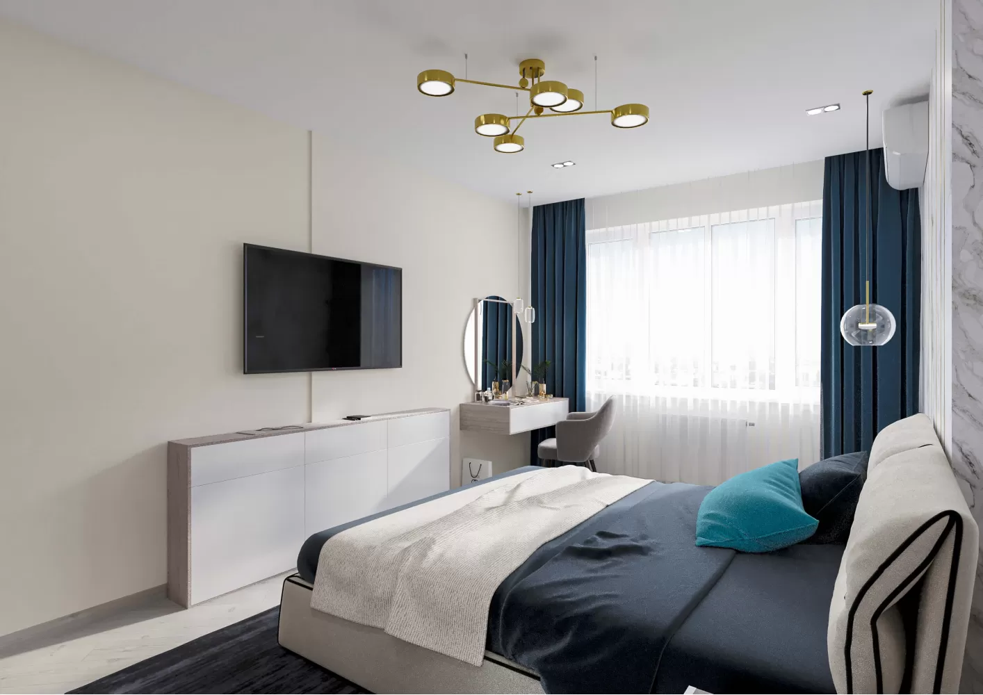 Спальня 1 в дизайн-проекте квартиры  ЖК Viktori, 86 м.кв. — NS Interior Design