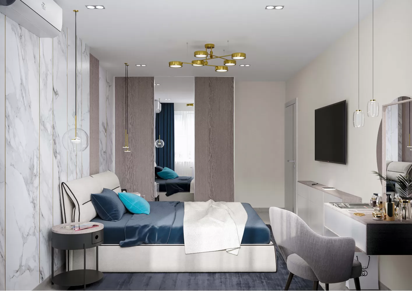 Спальня 1 в дизайн-проекте квартиры  ЖК Viktori, 86 м.кв. — NS Interior Design