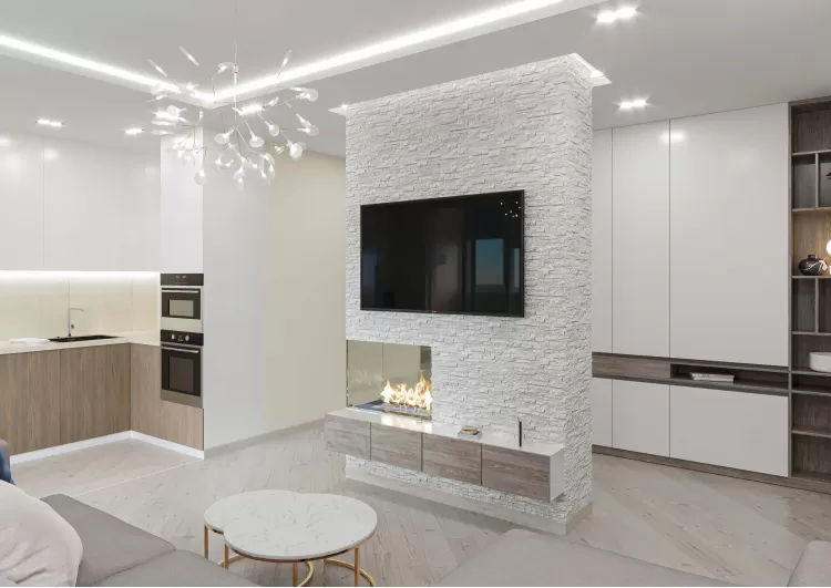 Кухня с гостиной в дизайн-проекте квартиры  ЖК Viktori, 86 м.кв. — NS Interior Design