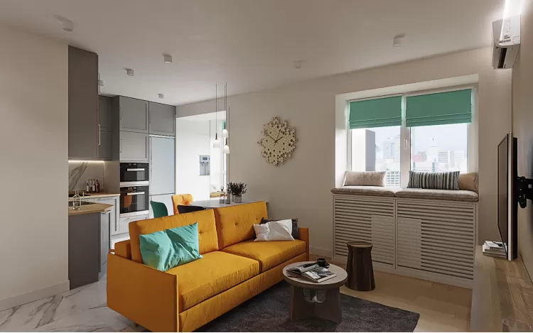 Вітальня у двокімнатній квартирі – популярне фото натхнення № 30