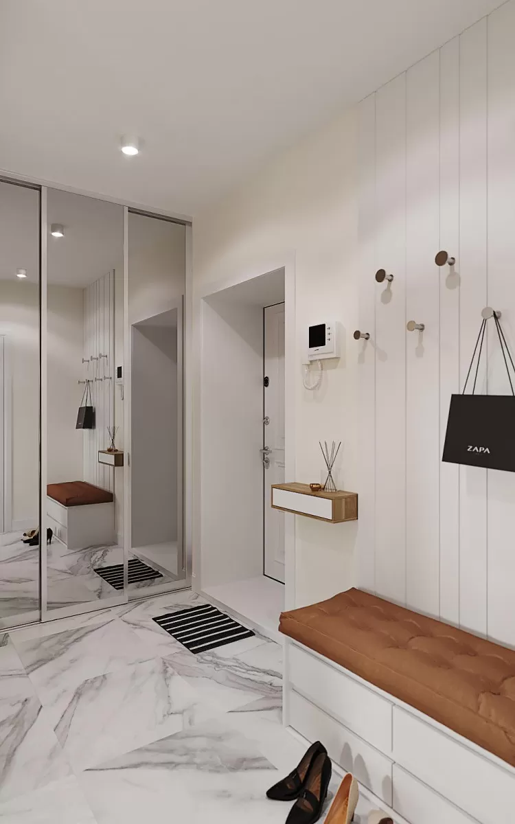 Дизайн передпокою з видом на вхідні двері