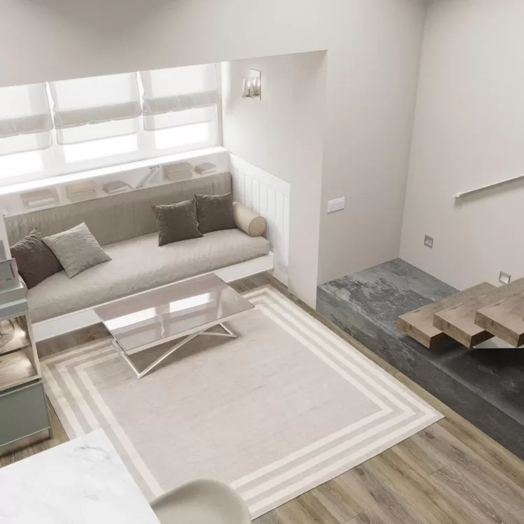 Гостиная в дизайн-проект 2х уровневой квартиры Коттеджный Городок Grand Villas, 90 м.кв — Надежда Власенко