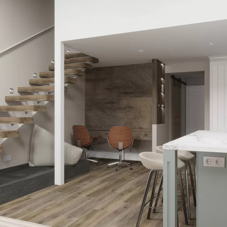 Гостиная в дизайн-проект 2х уровневой квартиры Коттеджный Городок Grand Villas, 90 м.кв — Надежда Власенко