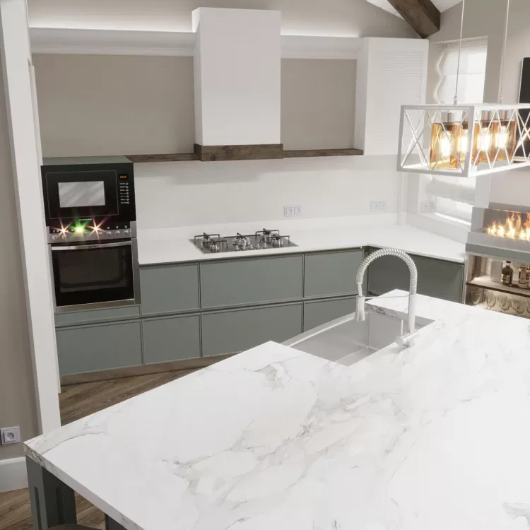 Кухня  в дизайн-проект 2х уровневой квартиры Коттеджный Городок Grand Villas, 90 м.кв — Надежда Власенко