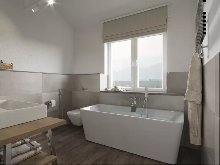 Ванная в дизайн-проект 2х уровневой квартиры Коттеджный Городок Grand Villas, 90 м.кв — Надежда Власенко