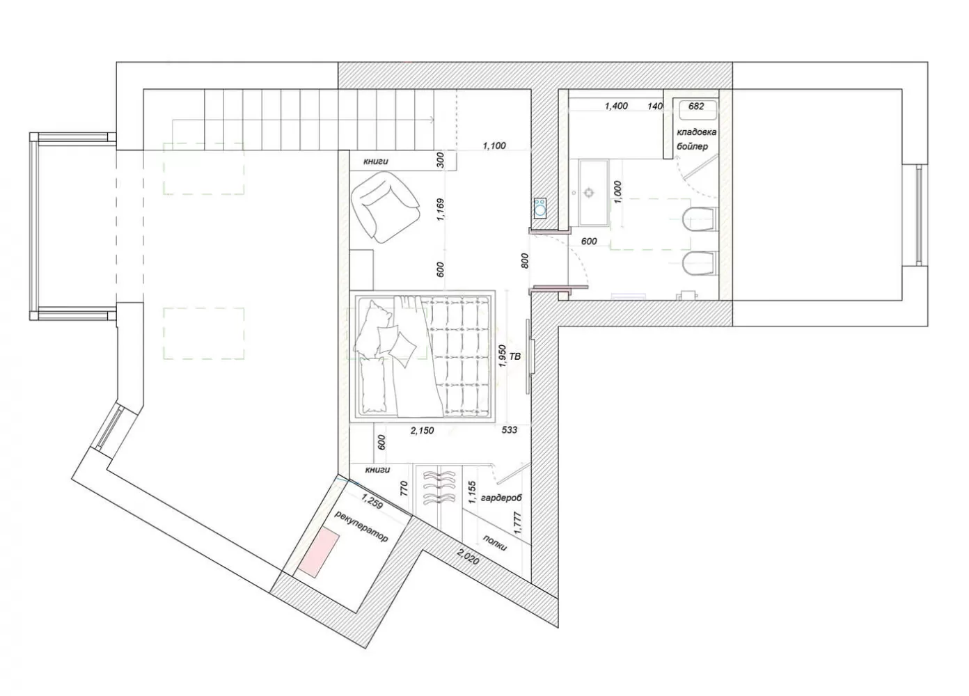 План квартиры в дизайн-проект 2х уровневой квартиры Коттеджный Городок Grand Villas, 90 м.кв — Надежда Власенко
