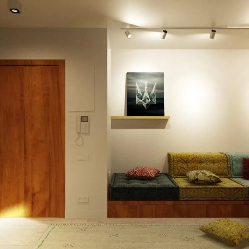 Кухня студия  в дизайн-проект 2 комнатной квартире ЖК Наш Будынок, 68 м.кв — Надежда Власенко