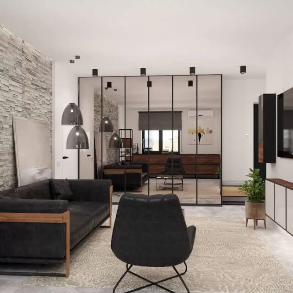 Вітальня в дизайн-проект 2-квартири ЖК Новомостицький, 91м.кв — Надія Власенко