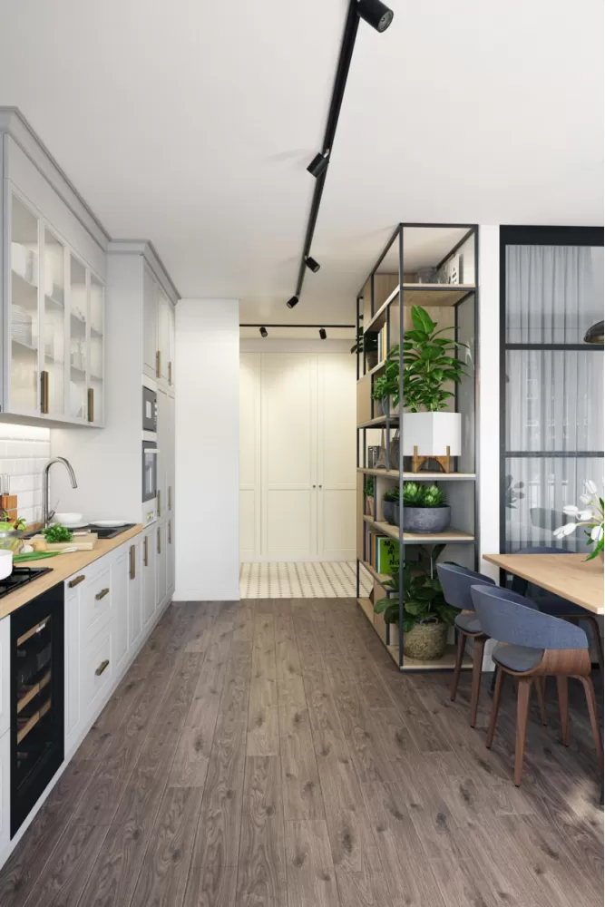 Кухня у стилі мінімалізм білого кольору, фото 11