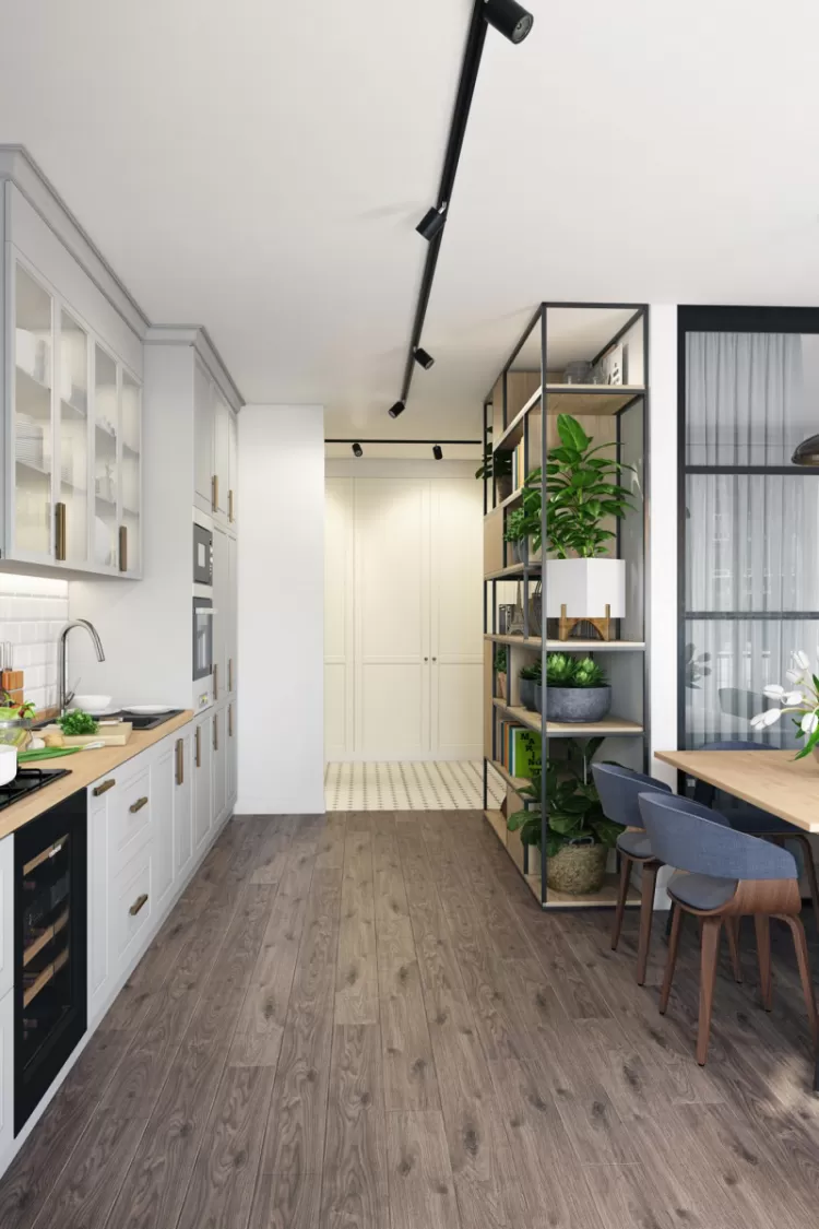 Кухня в стиле минимализм белого цвета, фото 11