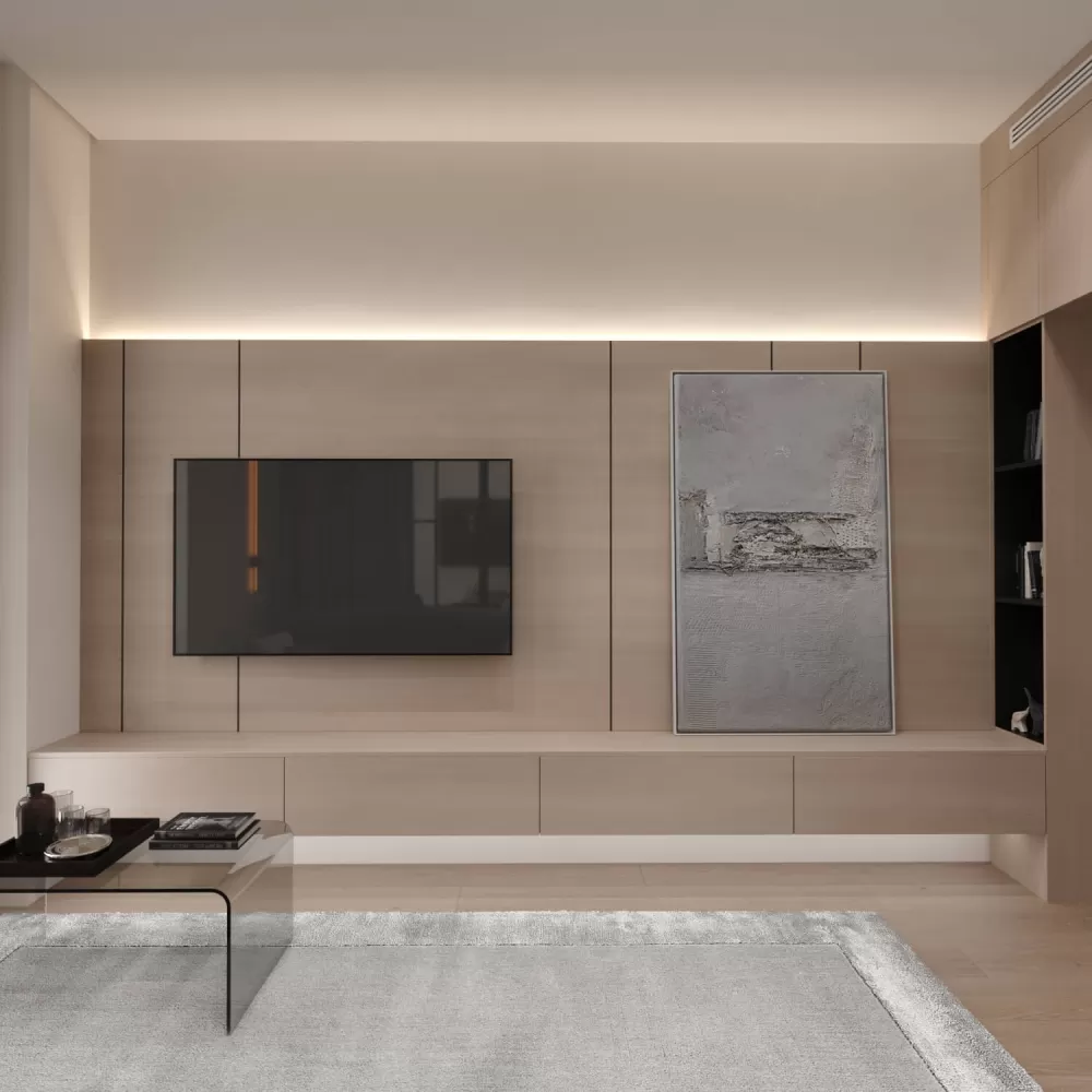 Вітальня в дизайн-проекті 2-кімнатної квартири в КД Art Hall, 94м.кв. - Novoselskiy Design