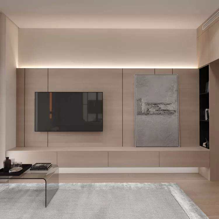 Гостиная в дизайн-проекте 2-комнатной квартиры в КД Art Hall, 94м.кв. — Novoselskiy Design