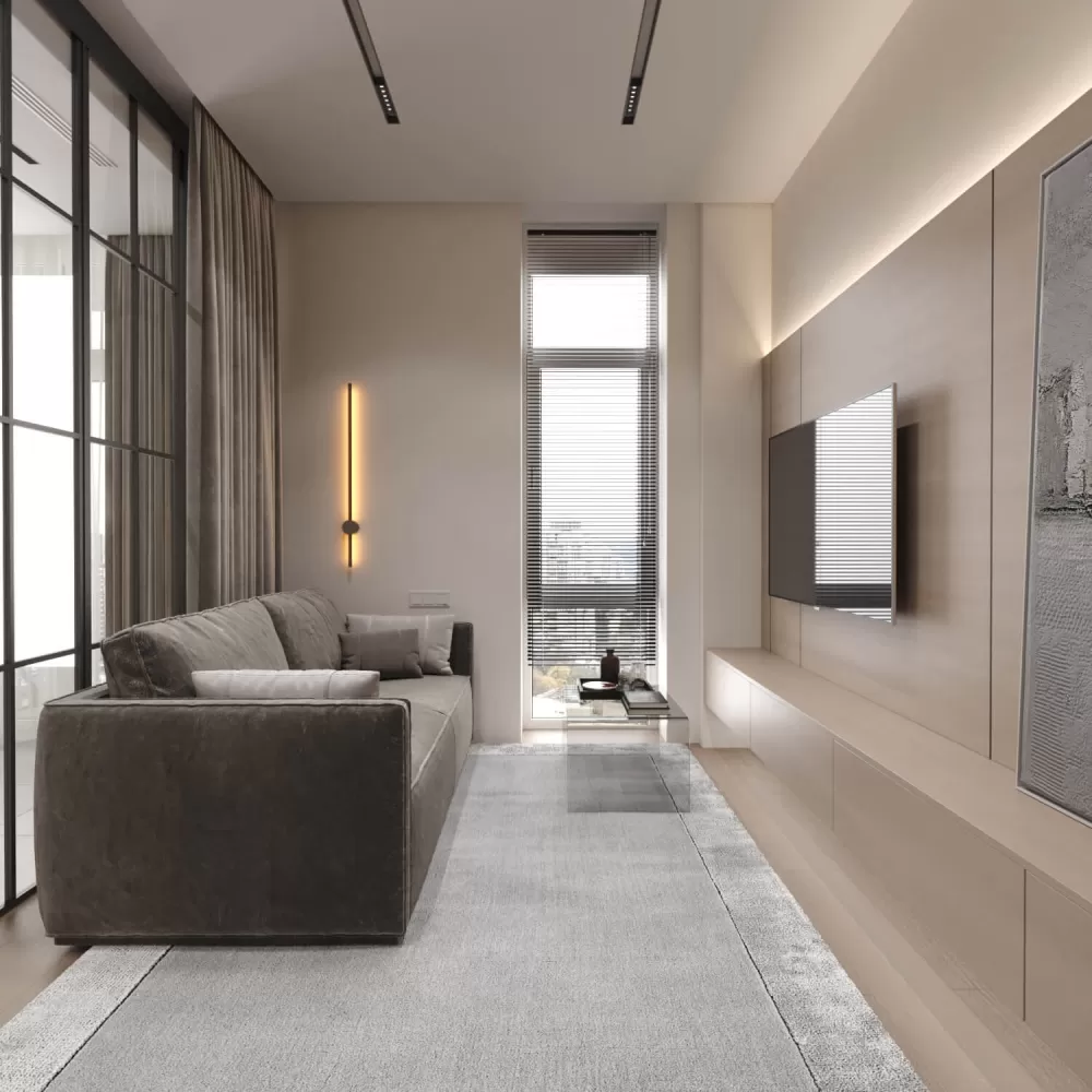 Вітальня в дизайн-проекті 2-кімнатної квартири в КД Art Hall, 94м.кв. - Novoselskiy Design