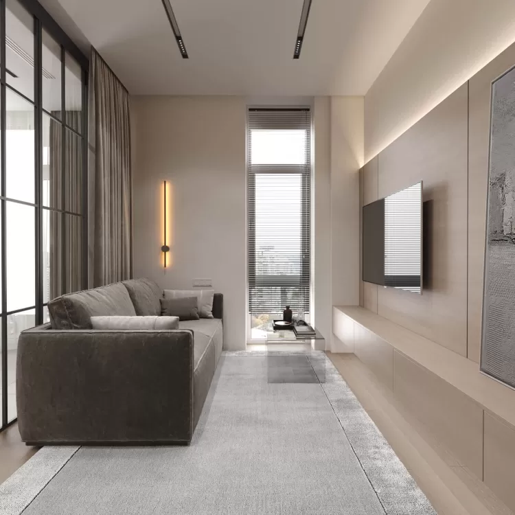 Гостиная в дизайн-проекте 2-комнатной квартиры в КД Art Hall, 94м.кв. — Novoselskiy Design