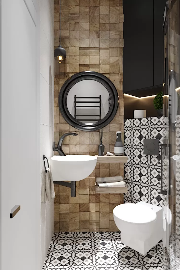 Фото дизайну: Санвузол із душовою кабіною – Квартира в Еко-стилі, 77 м.кв – 1699