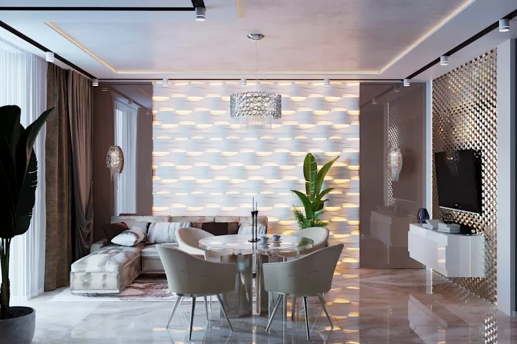 Кухня-вітальня - Дизайн 5-кімнатної квартири в стилі Арт-деко з елементами класики, ЖК Комфорт Таун, 140 м.кв - студія дизайну Redis&Co